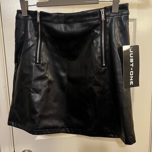 Just One Faux Leather Mini Skirt